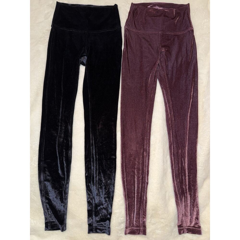 Lululemon Velvet Leggings Lot Womens 4 Black Burgundy High Rise